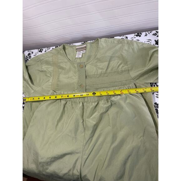 Coldwater Creek Silk Cotton Embroidered Pajama Set Women SP VTG Pistachio Green - Picture 10 of 14